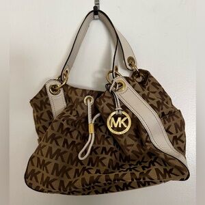Michael Kors Tan and Cream Shoulder Bag